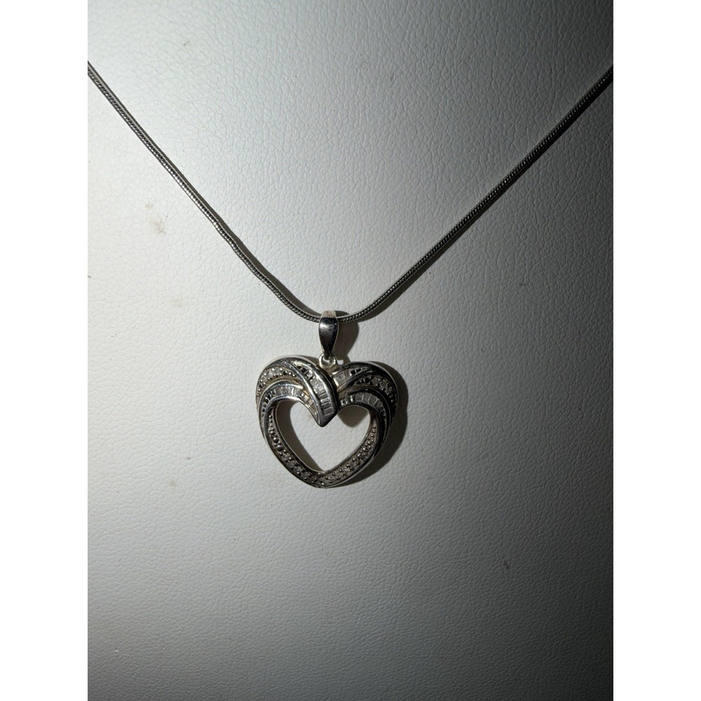Sterling Silver 925 Cz Heart Necklace